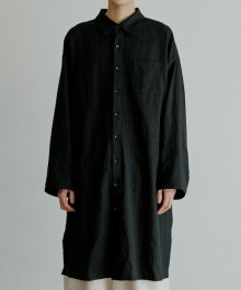 unisex linen long shirts black