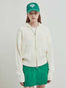 Cable Zip-up Knit_Cream