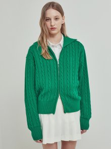 Cable Zip-up Knit_Green