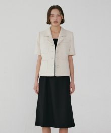 Short Sleeve Tweed Jacket Natural ivory (JWJA2E904IV)