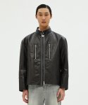 앤드로스(ANDROS) Moto Cowhide Leather Jacket (Black)