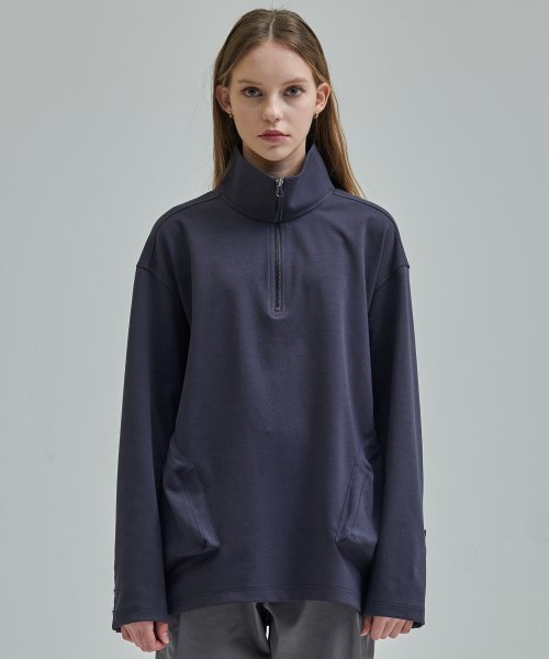Серая футболка на молнии Half Zip