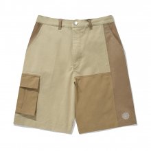 Patchwork Cargo Shorts/Beige