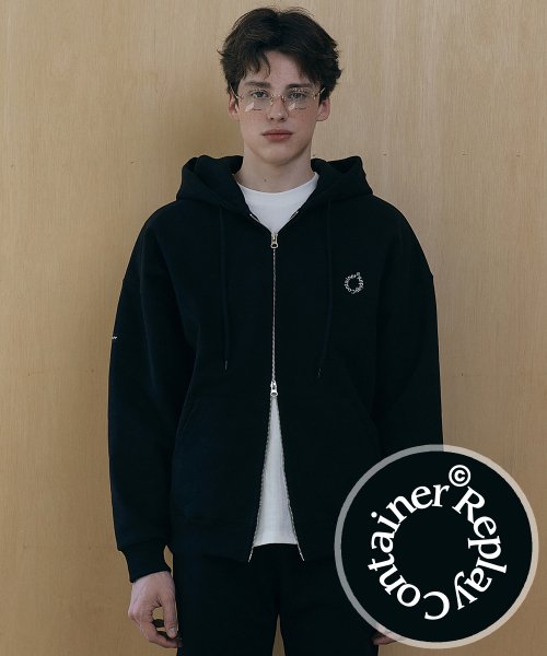 RC round logo 2way zip-up hoody (black)