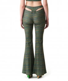 Heather Stripe Cutout Pants Multi Green