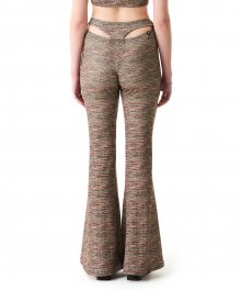 Heather Stripe Cutout Pants Multi Beige