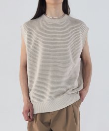 Textured Knit Vest - Light Beige
