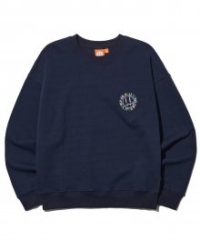 [FACE LINE] LETTERING FACE EMBROIDERY SWEATSHIRTS_NAVY