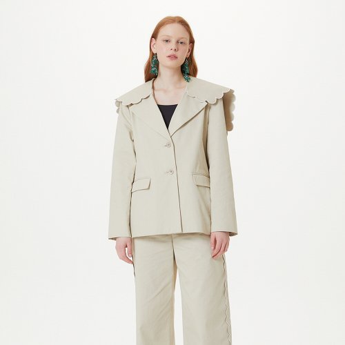 Жакет с круглым вырезом на плечах (Beige)