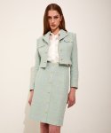 채뉴욕(CHAENEWYORK) Heart Tweed H-line midi Skirt [Green]