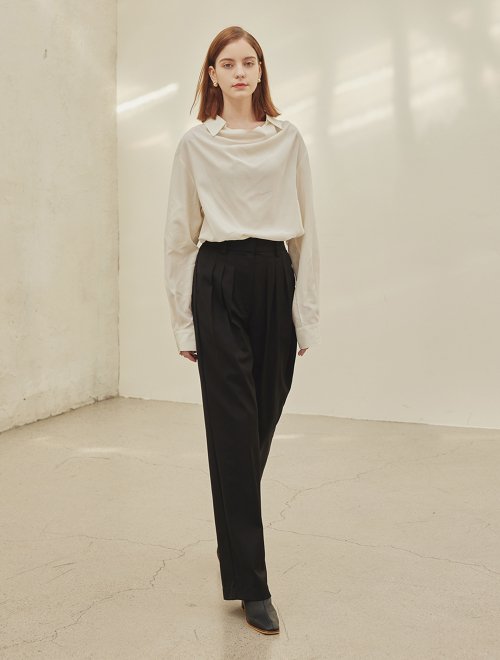 Bri three pinturk banding slacks_BLACK