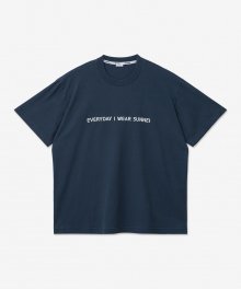 남성 로고 엠브로이더드 반소매 티셔츠 - 네이비 / SN2PXH01BPJE130501