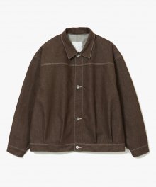 Clean Denim Down Tuck Short Jacket [Brown]