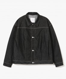 Clean Denim Down Tuck Short Jacket [Black]