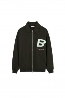 B LOGO COLLARED ZIP-UP - CHARCOAL