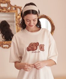 Oops bear 오버핏 반팔 티셔츠 AS901 (크림)
