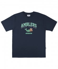 Mermaid Bear 오버핏 반팔 티셔츠 AS908 (네이비)
