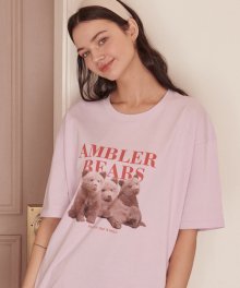 Three Bears 오버핏 반팔 티셔츠 AS919 (퍼플)
