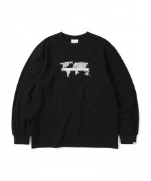 World Map L/S Tee Black