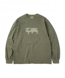 World Map L/S Tee Olive