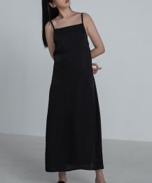 Tiered Long Slip Dress Black
