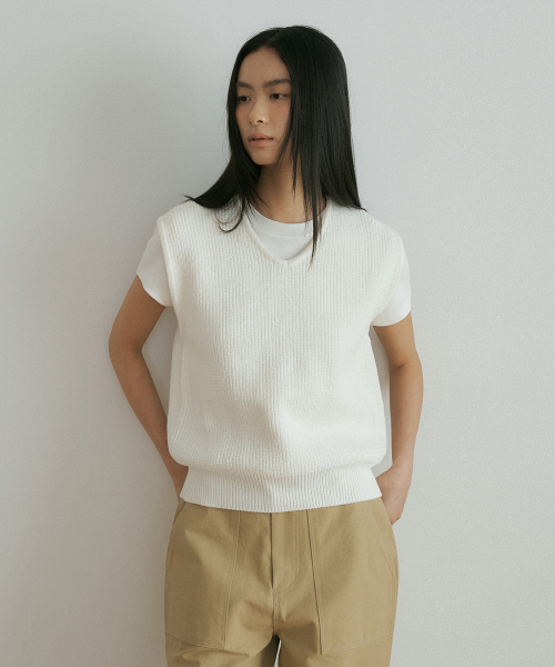 хлопок blended вязаный vest-ivory