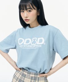 AQO x ODSD 베이직 오버핏 티셔츠 - SKYBLUE