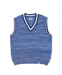 WAFFLE KNIT VEST BLUE