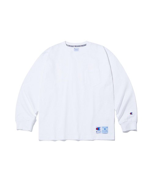 챔피온(CHAMPION) [ASIA] [친환경] 그래픽 6.2oz C로고 포켓 긴팔티셔츠 (WHITE) CKTS2E520WT - 사이즈 & 후기 | 무신사