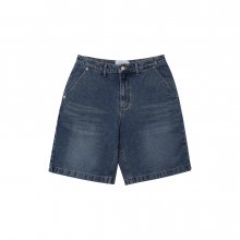 SIDE ZIPPER DENIM SHORT PANTS BLUE