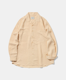 [DIAMOND LAYLA X ANOBLIR] Semi-overfit Open Collar Solid Shirt DA02 Beige