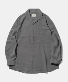 [DIAMOND LAYLA X ANOBLIR] Semi-overfit Open Collar Solid Shirt DA02 Charcoal