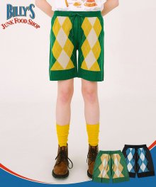 Billys Argyle Knit Shorts(GREEN)