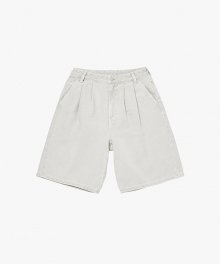 WOMENS GARMENT DYED TWILL BERMUDA SHORTS-CREAM