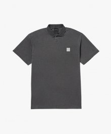 SIGNATURE PIGMENT DYED POLO TEE-CHARCOAL