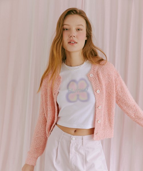 Color blend knit cardigan Pink