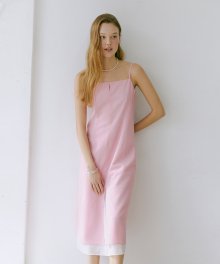 Slip Layer Slit Dress  Pink