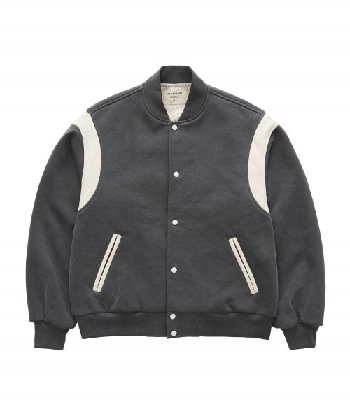 VINTAGE HEAVY COTTON VARSITY JACKET - GRAY