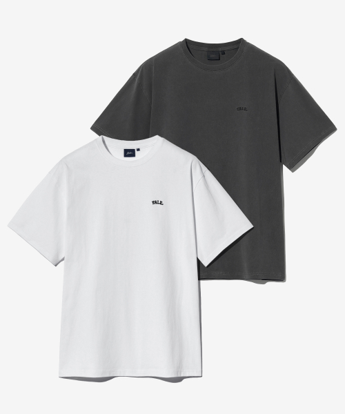 예일() [16수 코마사] 2PACK 스몰아치 반팔티셔츠 화이트/피그먼트 차콜 상품 이미지