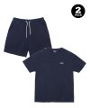 [LOUNGE WEAR] SMALL ARCH TEE + SHORTS SET NAVY