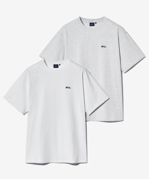 예일() [16수 코마사] 2PACK 스몰아치 반팔티셔츠 화이트/라이트그레이 상품 이미지