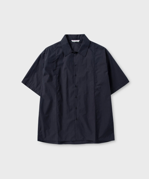 NATURAL WRINKLES HALF SLEEVE SHIRT_DARK NAVY