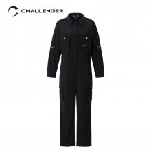 Multi Pocket Roll-up L/S Jumpsuit(Women)_CHB1WPT0221BK