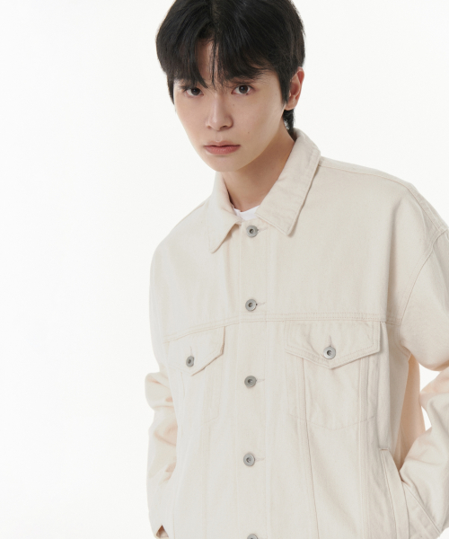 [Зелёный] Undyed semi over denim trucker jacket [Raw cotton]