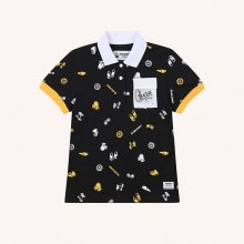 W PALM TREE LOGO PATTERN PRINT SS POLO