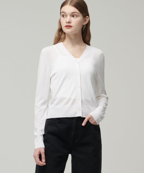 WOMENS LINEN BLEND CARDIGAN [IVORY]