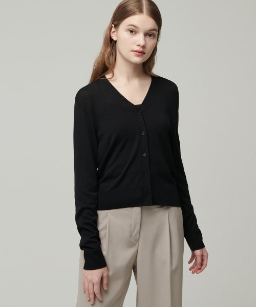 WOMENS LINEN BLEND CARDIGAN [BLACK]