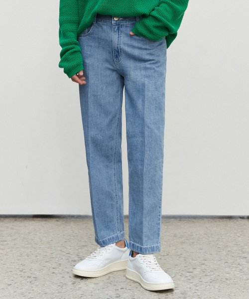 [Summer fabric]Cropped tapered jeans DCPT004Blue
