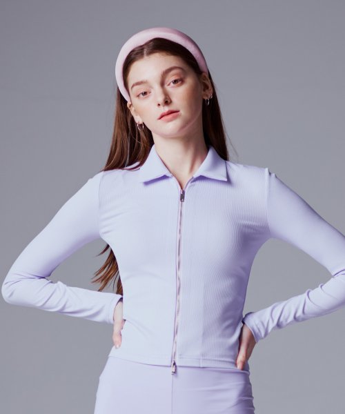 Two-way zip-up rib knit