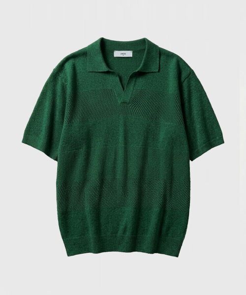 Holiday PK half knit short sleeve shirt green